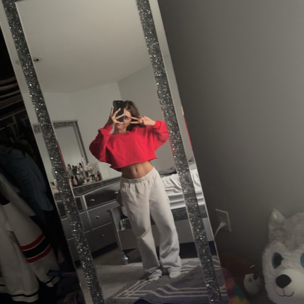 Women's Red Cropped Sweater